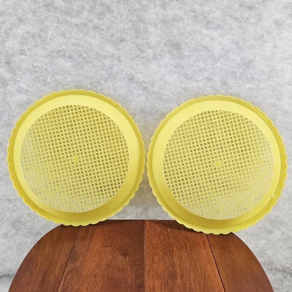 VTG Plastic Woven Paper Plate Holder‎ Basket Weave Scalloped Edge set/6 - Picture 9 of 12